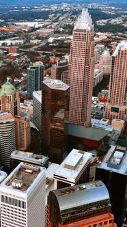 A scope of high-rise buildings in the downtown of Charlotte, NC, USA from top.