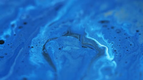 Swirling Abstract Blues, Whites, and Black Ink