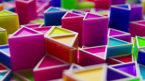 Abstract Colorful Geometric Prisms Waving Motion Background