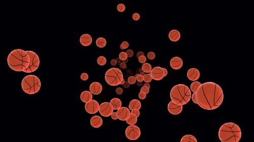Fallende 3D-Animation für Sportbasketball | Hintergrundschleife mit Ball Rain