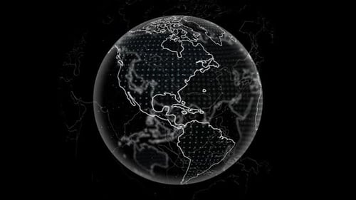 Digital World Map Loop Animation