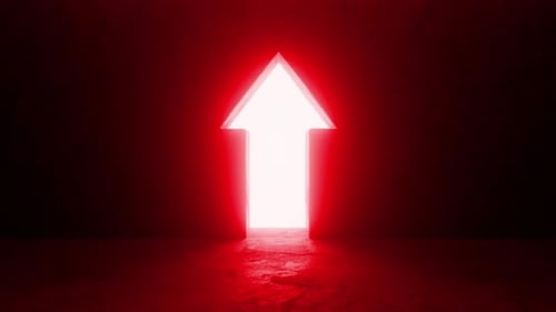 Abertura de porta em forma de seta para luz brilhante