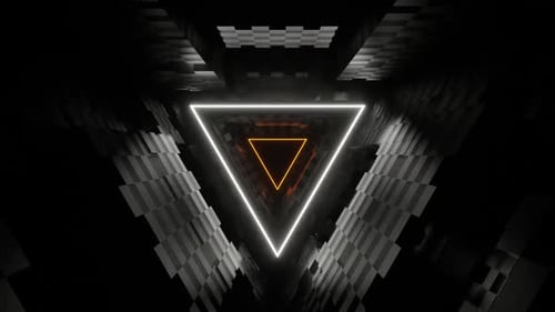 Orange And White Triangle Neon Tunnel Background Vj Loop In HD