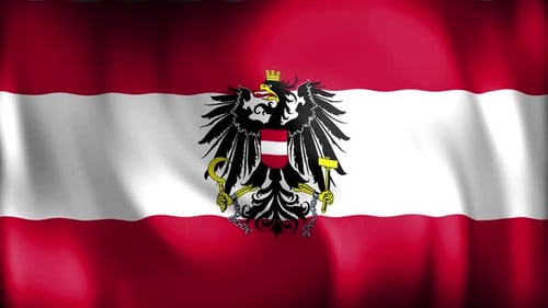 Realistic Waving Austrian Flag National Emblem Animation