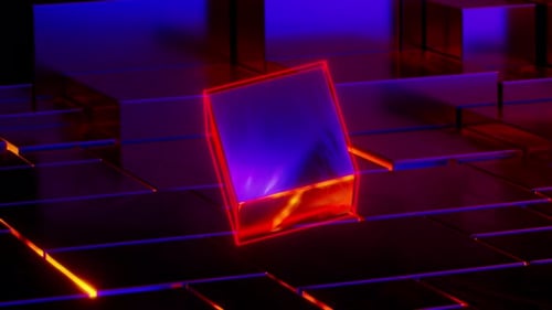 Bunte rotierende Neonwürfelschleife