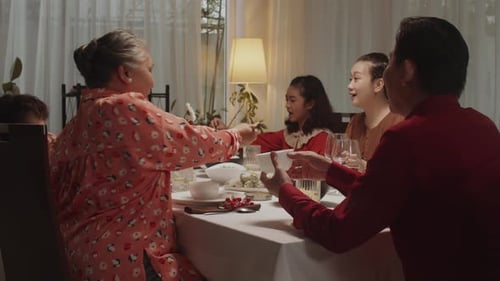 Family Celebrates Together Over Dinner