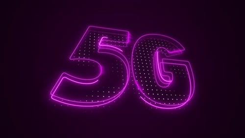 Glowing Neon 5G Technology Text Digital Animation