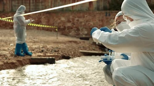 Scientists Testing Water Quality in Stream