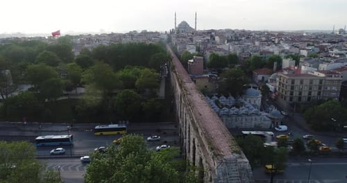 Roman Aqueduct Istanbul Turkey Aerial Vallens Middle East Tensions Trump Ban Travel Tourism Aerial D
