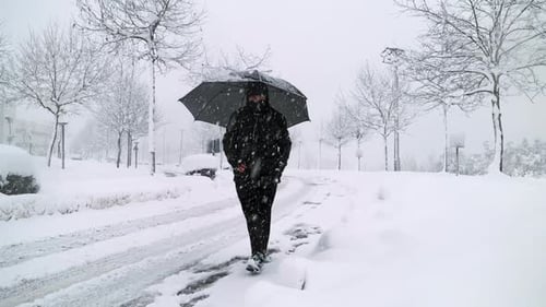 Man Walking On Snow