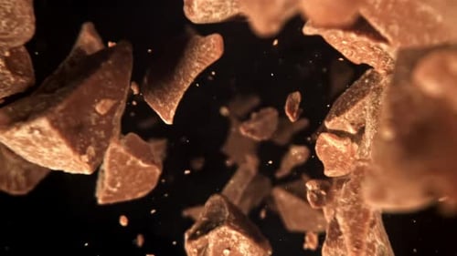 Chunks of Chocolate Floating in the Air