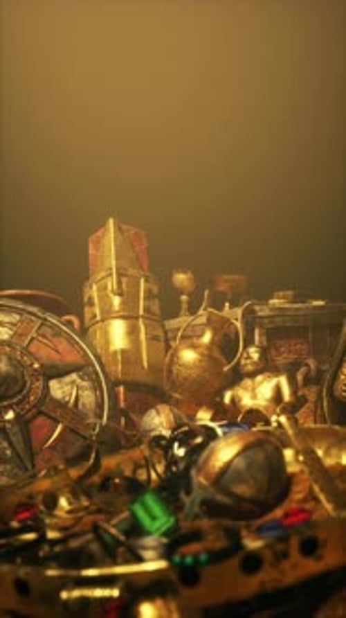 Pile d'objets anciens sur la table