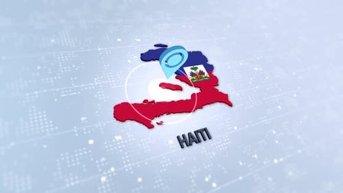 3D Haiti Map Animation With Flag And Location Pin