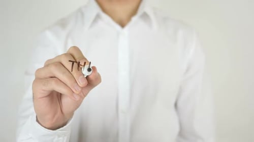 Hand Writing Think Positive Message with Marker