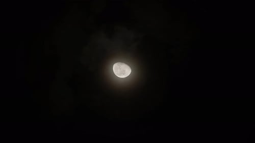 Full Moon Shines In The Sky On A Black Cloudy Night 1
