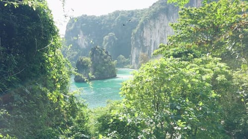 Beautiful relaxing lagoon south of Thailand viewpoint limestone island