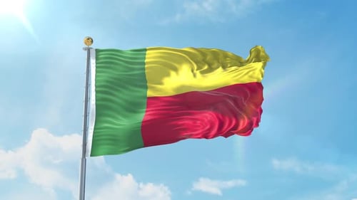 Realistic Flag Of Benin