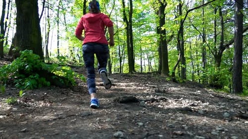 Active Couple Jogging in the Park, Forest, Super