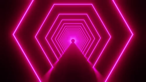 Pink Vj Loop Background Neon Hexagon Tunnel 4K