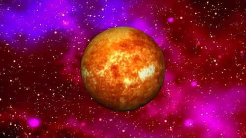 the sun rotating on shining small stars with digital realistic and flowing motion background