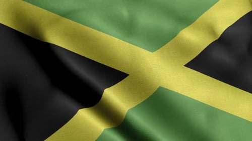 Jamaica Flag Waving Seamless Loop Background