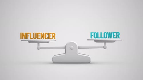 Influencer vs Follower balance scale looping animation
