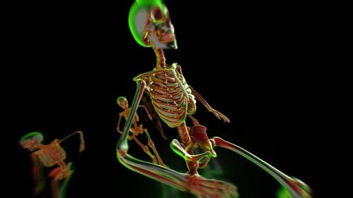 Green glass skeletons dancing salsa