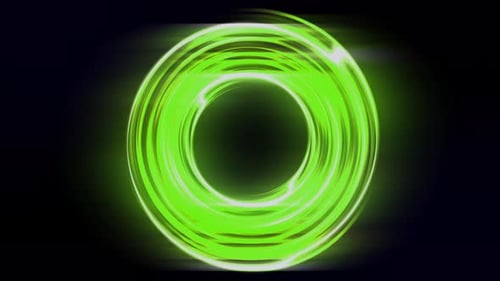 Abstract Background Luminous Swirling Glowing Circles. 4k neon green background