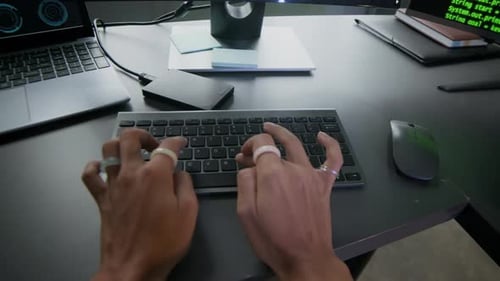Female Programmer Working with Complex Data in Office