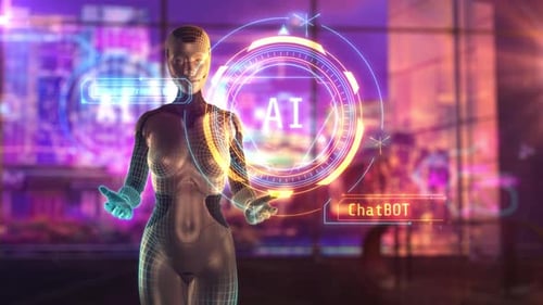 Visualización artística de un chatbot con inteligencia artificial