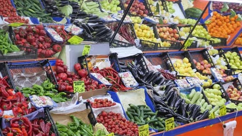 Fruit Stall at Local Market in Istanbul
