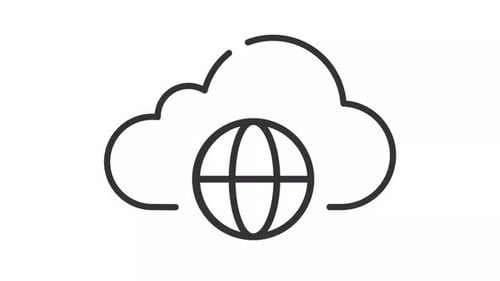Simple thin linear black animation of public cloud icon