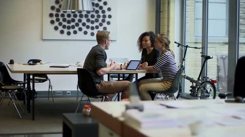 Business Team Collaborates in Modern Office Setting