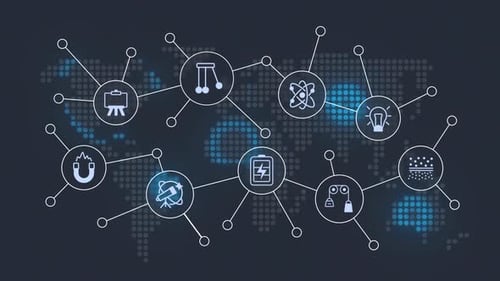 Physics animated banner with line icons