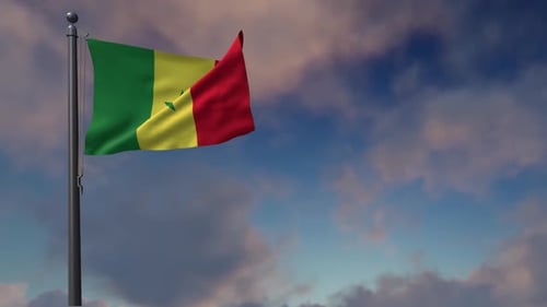 Senegal Flag On Flagpole - 2K