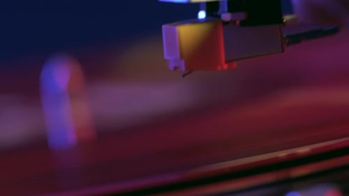 Needle Being Lowered Onto Vinyl Record