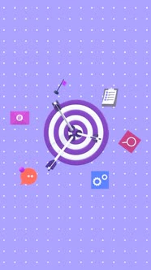 Vertical Video Format Animation of Business Goals, Marketing Strategies, and Planning Concepts.