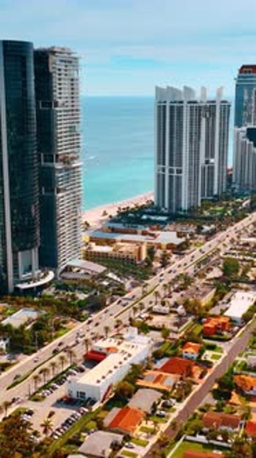 Marvelous top view of the sunny Miami Beach, Florida, USA.