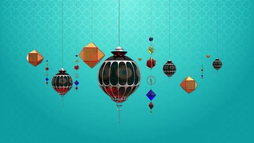 Decorative Ramadan and Eid Lanterns Animation Background