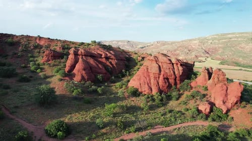 Red Hills Background. Futuristic Mountain Landscape. Turkey Nature