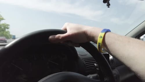 Driving inside the car POV on the Highway
