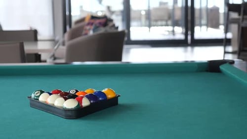 Top View of Billiard Balls on the Table