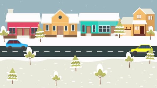 Winter Christmas Town Animation Background