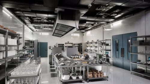 Professional Kitchen , View Counter In Stainless Steel