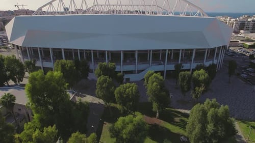 Push in reveal from the trees of bloomfield stadium #016