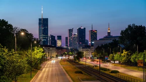 Warsaw Traffic and Skyline