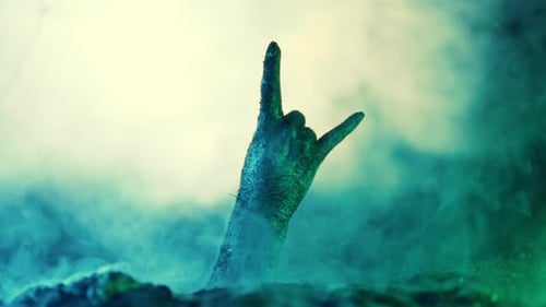 Zombie Hand with Rock Fingers Rock'n'roll Gesture Punk Sign Halloween Party