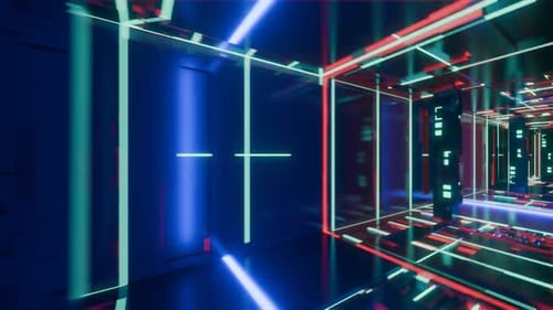 Futuristic Neon Background with Glowing Lines and Vibrant Colors Endless Loop