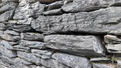 Gray Stone Wall Close Up Panning Shot