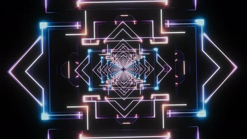 Abstract Neon Lines Geometric Tunnel Animation